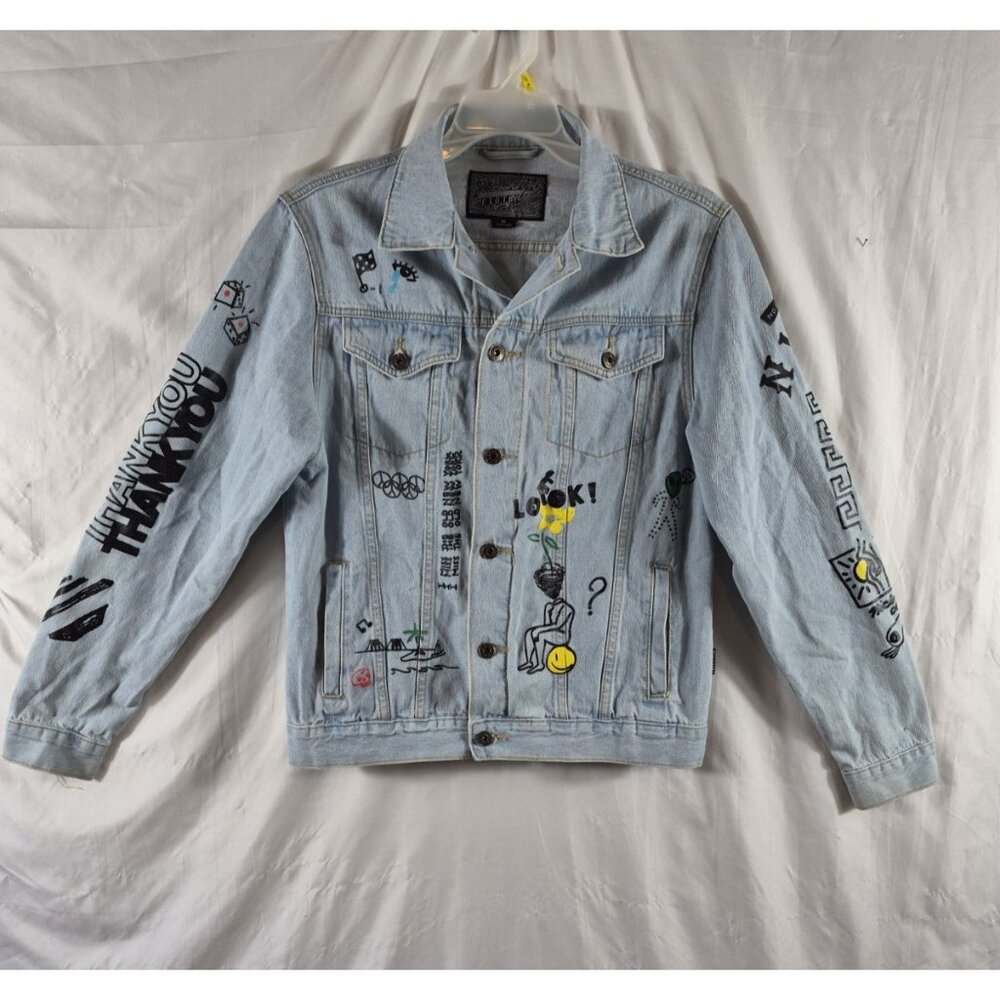 Brooklyn Cloth Mfg. Co. Unisex Blue NY City Graffiti Style Jean Jacket Size M